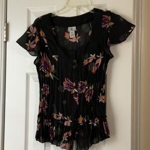 Women's Black Floral Top